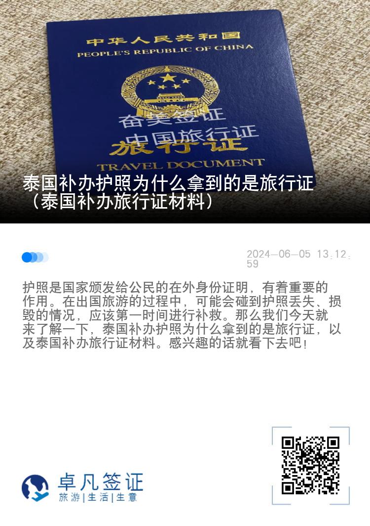 泰国补办护照为什么拿到的是旅行证（泰国补办旅行证材料）