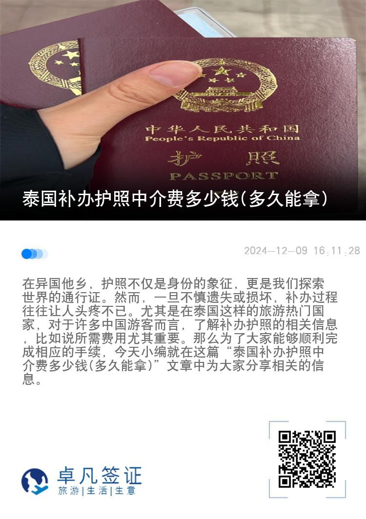 泰国补办护照中介费多少钱(多久能拿)