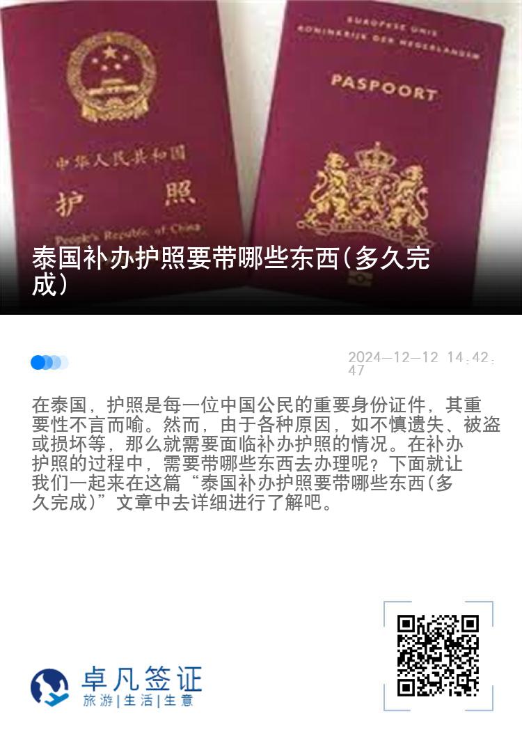 泰国补办护照要带哪些东西(多久完成)